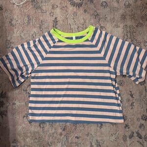 Striped Short Sleeve Tee - Blue and Pink